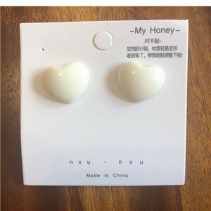 3/$20 white heart earrings